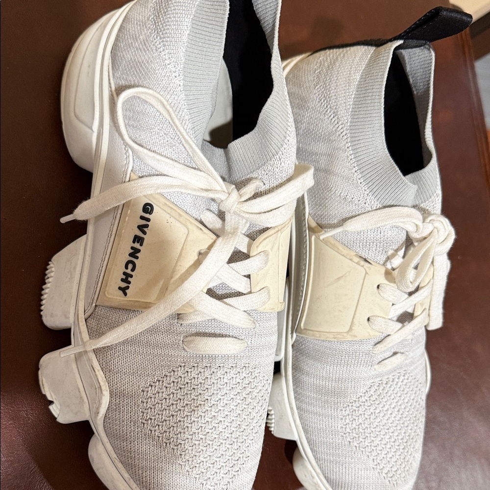 Givenchy Off-White Knit Sock Sneakers with Black Heel Tab